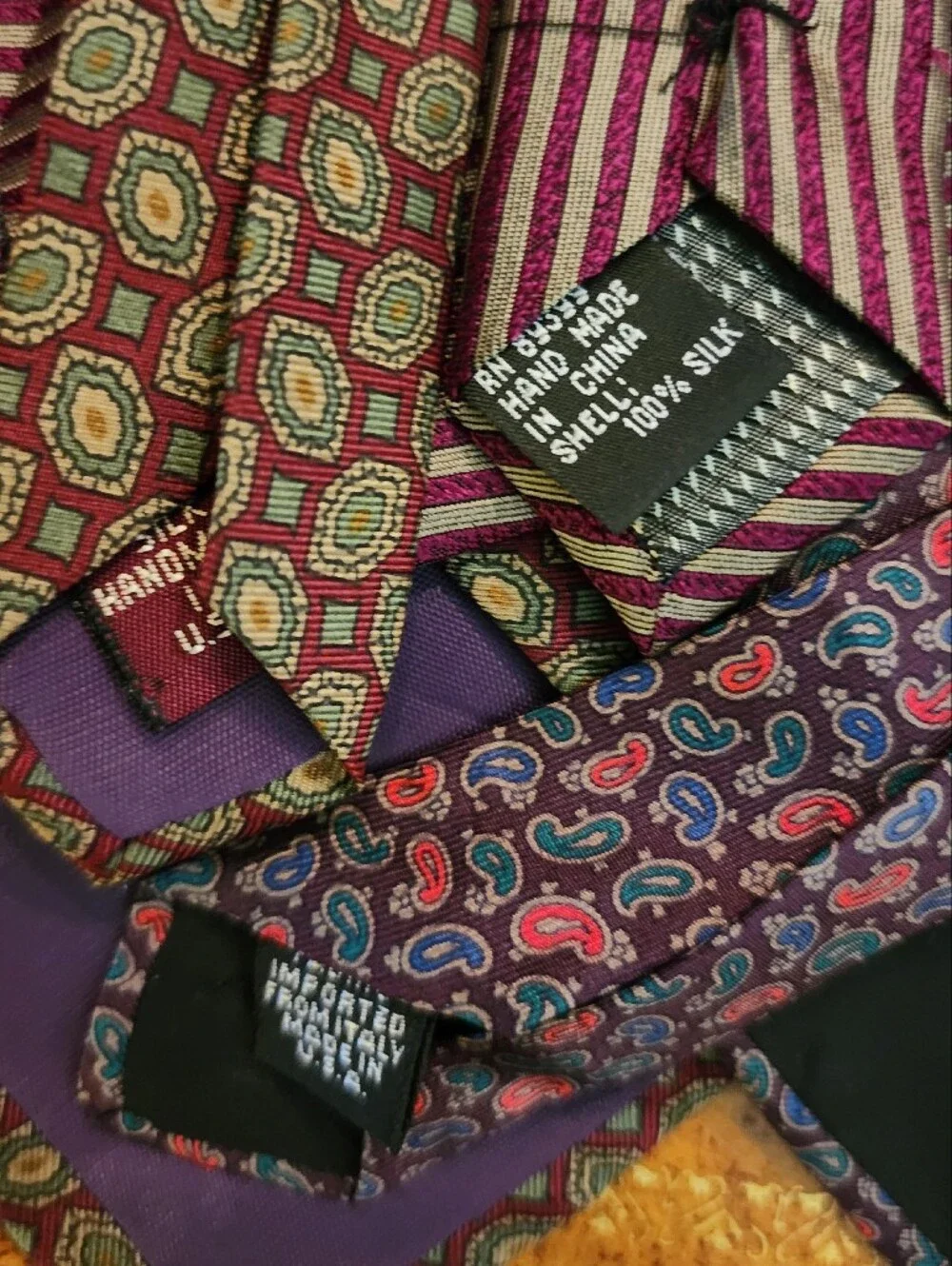 3pc Vintage 100% Silk Men’s Tie Lot Jeffrey Thomas John Ashford Zoni Paisley